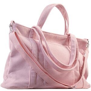 2547 Tote Bag , Large Work Corduroy Tote Bags Zippered Messenger Travel Bag